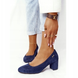 Décolleté in pelle scamosciata su barra Sergio Leone Blu Navy 1