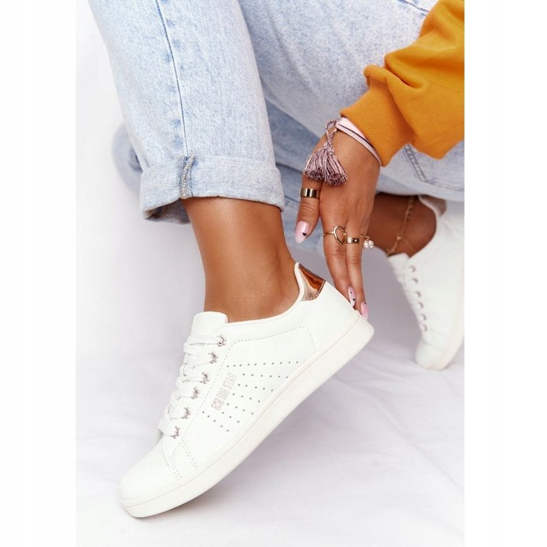 Sneakers da Donna in Pelle Big Star DD274583 Bianco-Rame d'oro 2