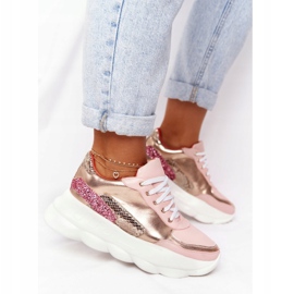Scarpe sportive da donna sulla piattaforma lu boo pink rosa d'oro 2
