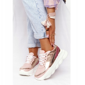 Scarpe sportive da donna sulla piattaforma lu boo pink rosa d'oro 1