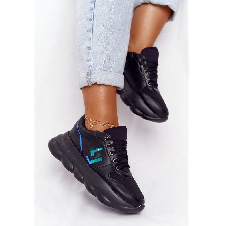 Scarpe sportive da donna sulla piattaforma lu boo black nero blu 1