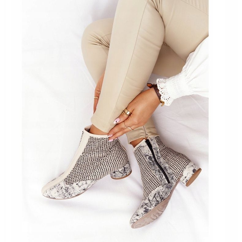 Stivali Con Tacco Intrecciato Maciejka 04937-03 Grigio beige 2