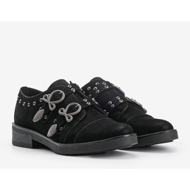 Scarpe nere da donna con fibbie gioiello nero 1