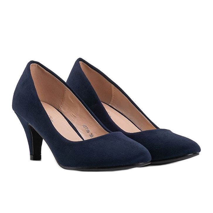 Décolleté Karissa blu navy in ecopelle scamosciata 1