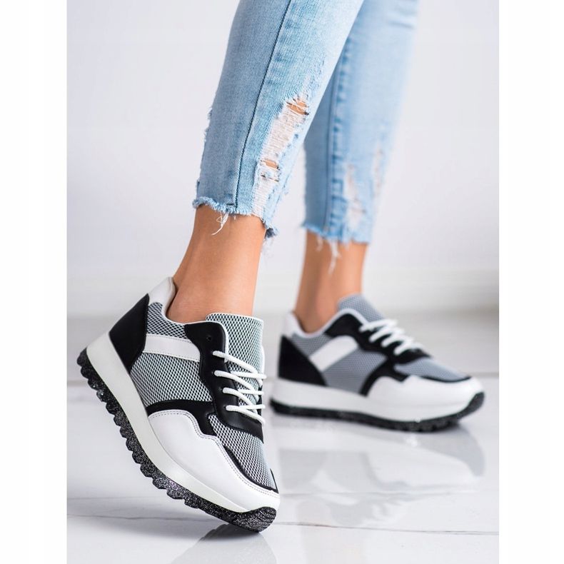 Bestelle Sneakers Con Platform Glitter bianco nero 1