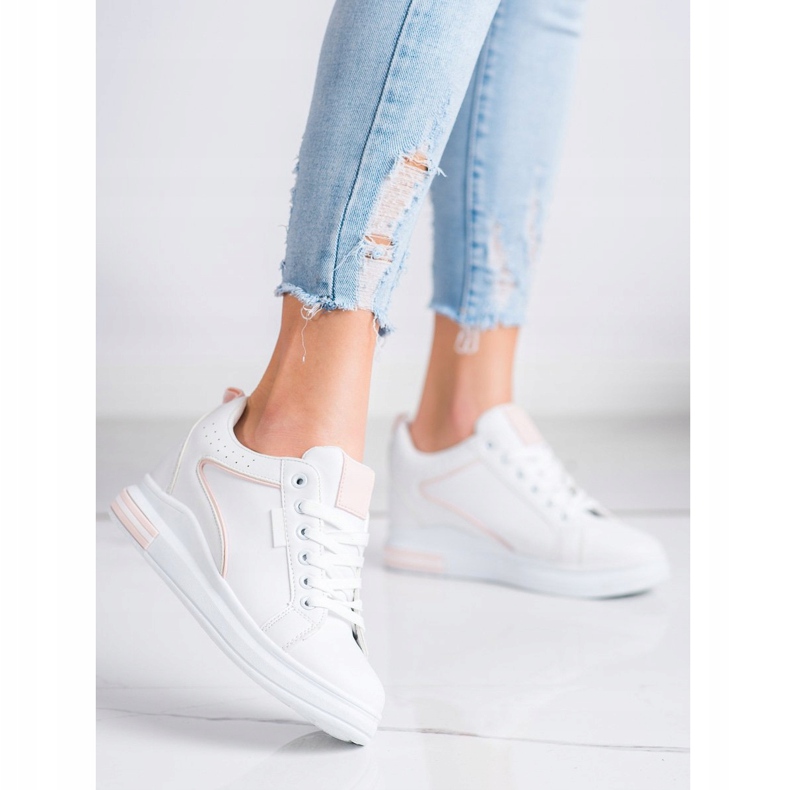 SHELOVET Scarpe Bianche Con Zeppa Nascosta bianco 2
