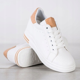 Ideal Shoes Sneakers con zeppa primaverile bianca 2