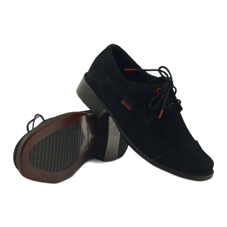Zarro Scarpe da comunione nere, pelle di camoscio nero rosso 3
