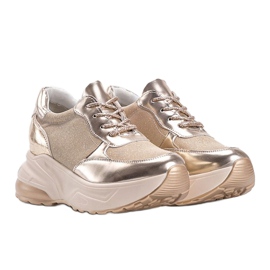Sneakers dorate con suole grosse Amy d'oro 1