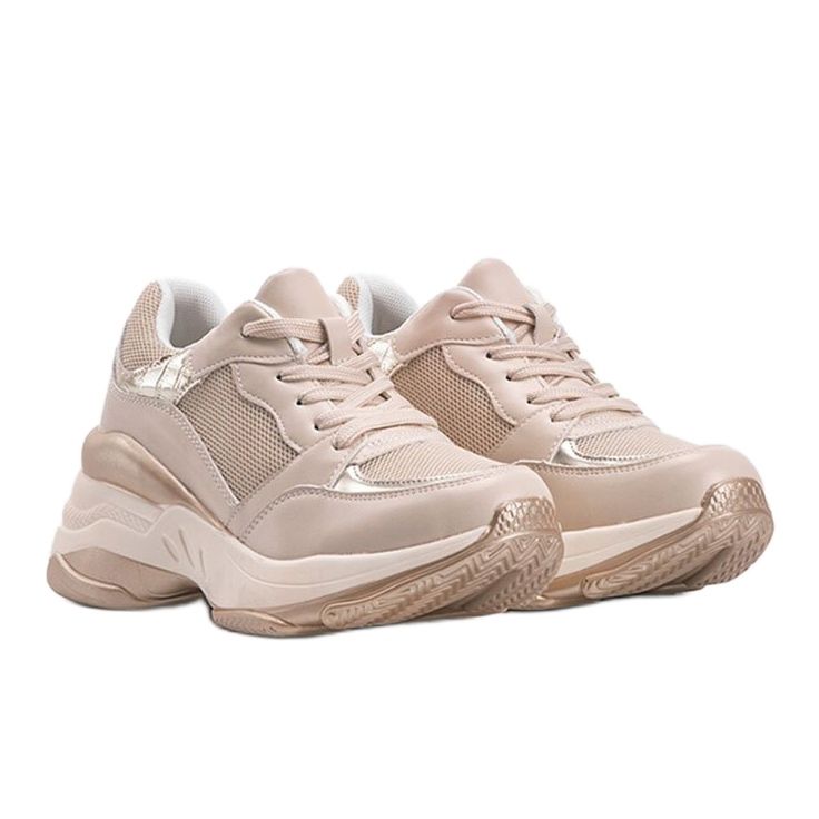 Sneakers dorate con suola spessa Lydia beige 1
