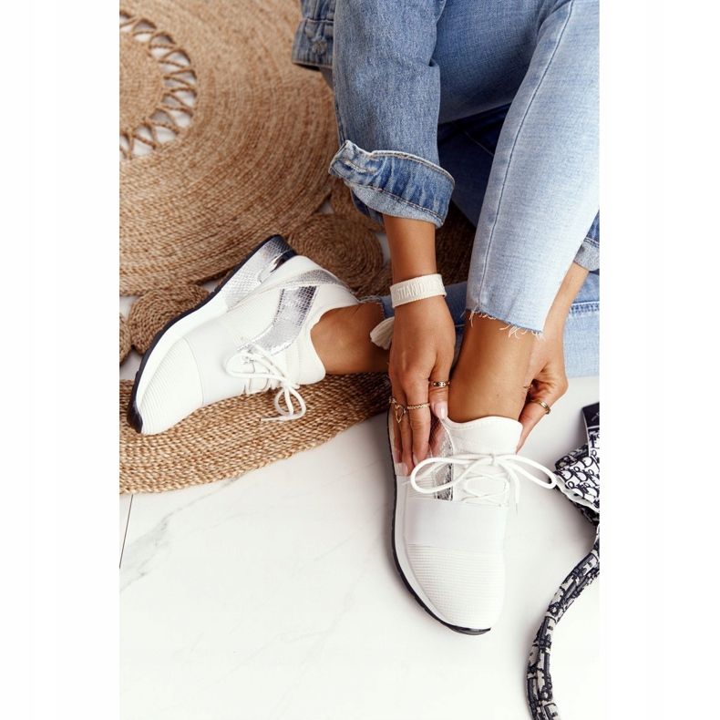 FB2 Scarpe sportive da donna Sneakers Bianco e Argento Netta bianca d'argento 2