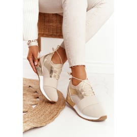 FB2 Scarpe Sportive Donna Sneakers Beige e Oro Netta d'oro 2