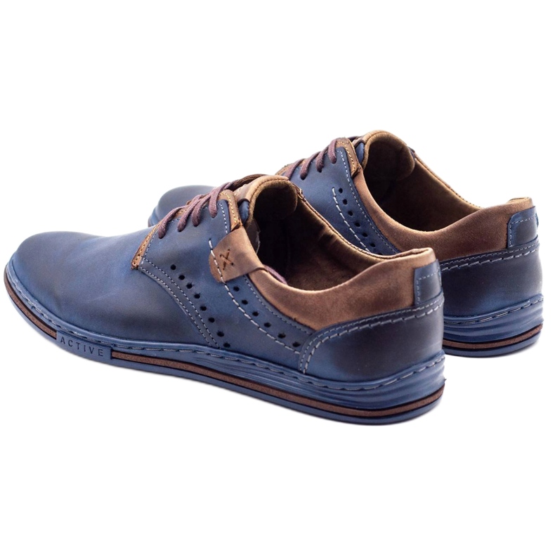Polbut Scarpe casual da uomo 402 blu navy con marrone 4