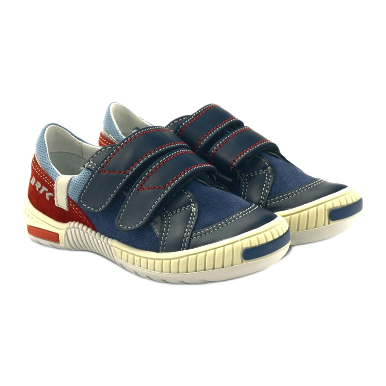 Scarpe da ragazzo con velcro Bartek 85585 blu navy rosso 4