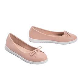 Ballerine nude con fiocco Bridget rosa 1