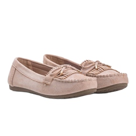 Mocassino Kira in ecopelle scamosciata beige 1