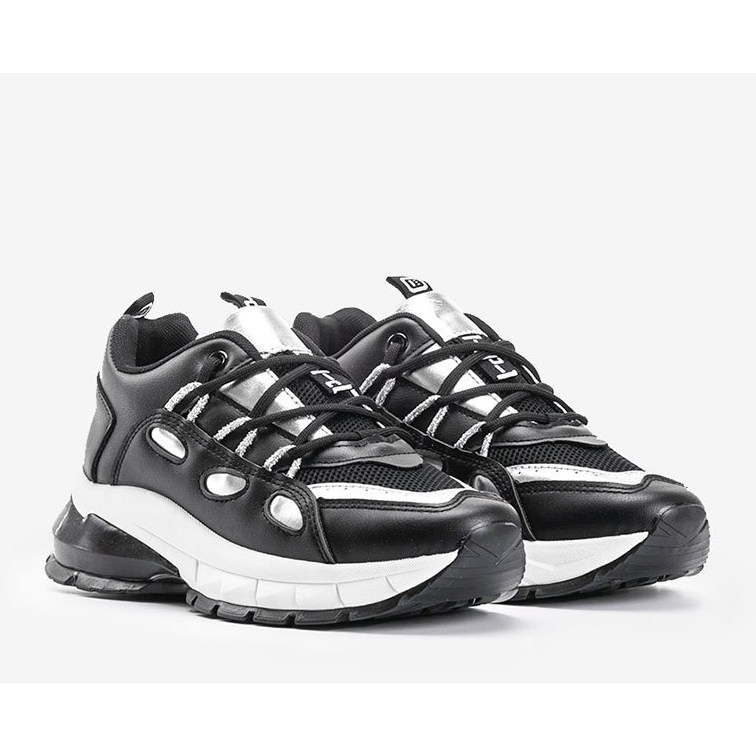 Sneakers nere con inserti Guadalupe argento nero 1
