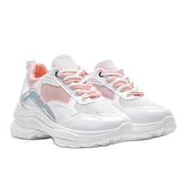 Sneakers bianche con inserti olografici Karlie bianco rosa 1