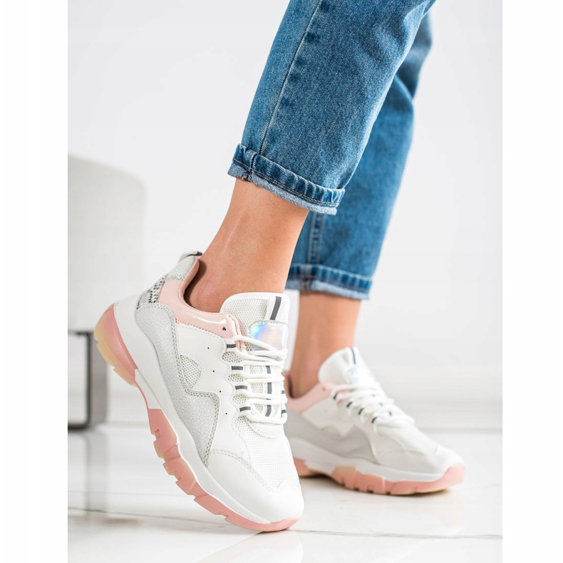 Ideal Shoes Sneakers Sulla Piattaforma Rosa bianco 1