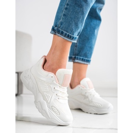 SHELOVET Sneakers bianche primaverili bianco rosa 1