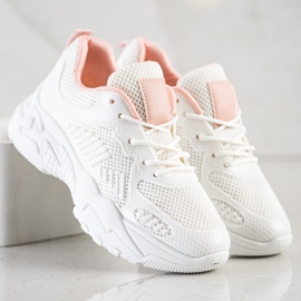 SHELOVET Sneakers bianche primaverili bianco rosa 2