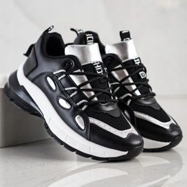 SHELOVET Sneakers in ecopelle alla moda nero d'argento 1