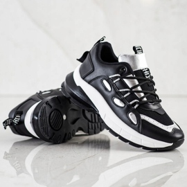 SHELOVET Sneakers in ecopelle alla moda nero argento 2