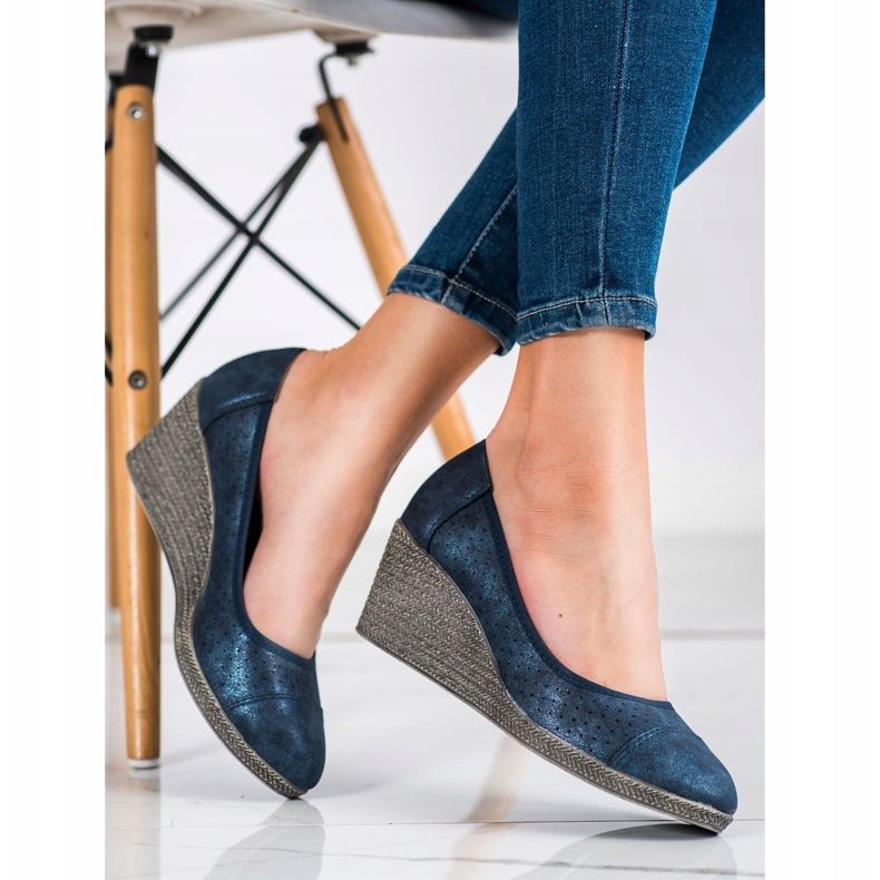 Goodin Décolleté con zeppa blu navy 1