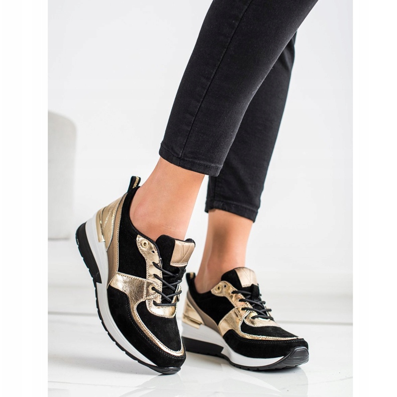 Sneakers in pelle nera e oro VINCEZA nero d'oro 1