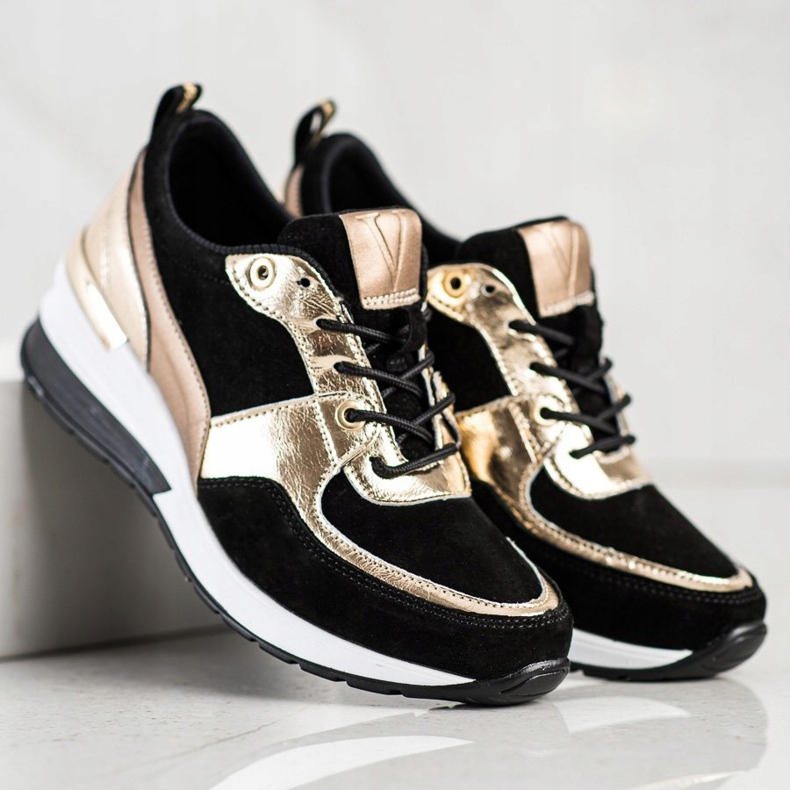 Sneakers in pelle nera e oro VINCEZA nero d'oro 2