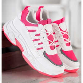 SHELOVET Comode Sneakers Con Rete BH-001RO bianco rosa 3
