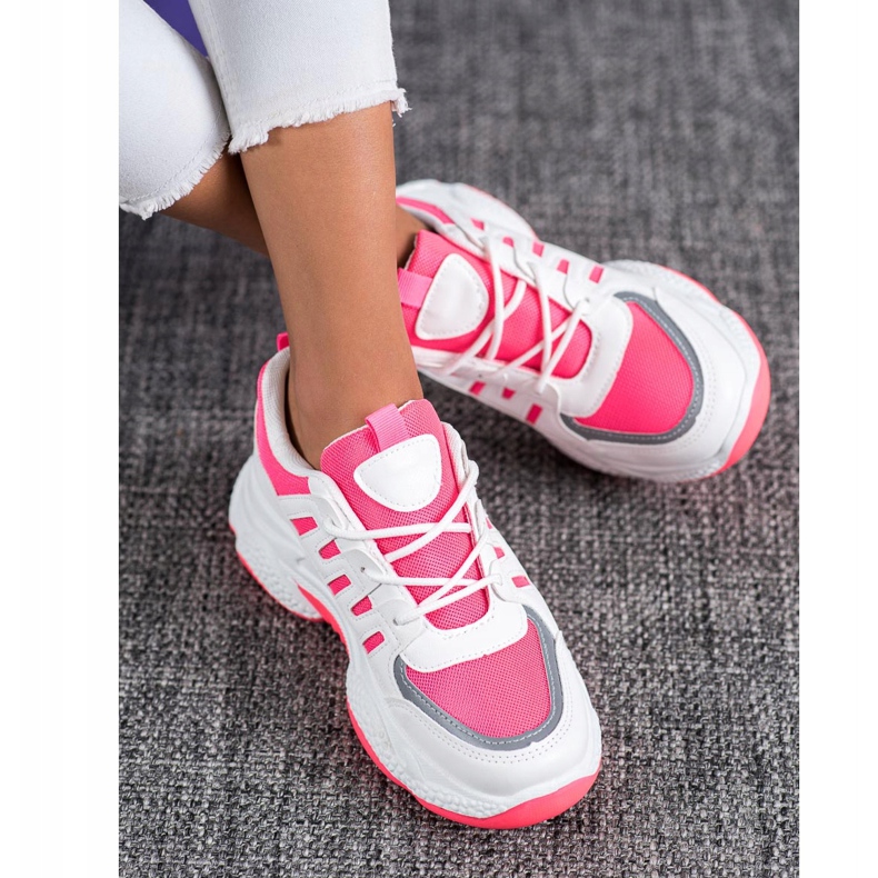 SHELOVET Comode Sneakers Con Rete BH-001RO bianca rosa 1