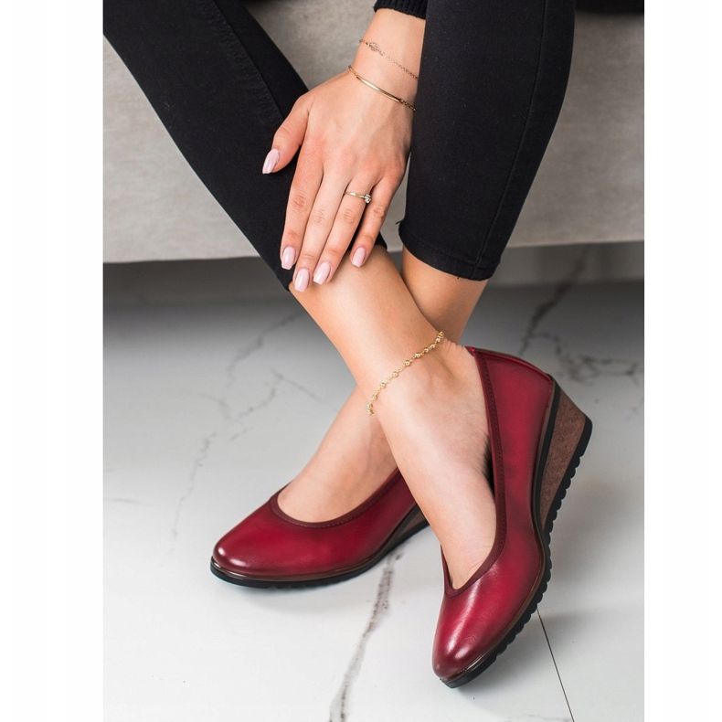 Ballerine bordeaux sulla zeppa VINCEZA rosso 1