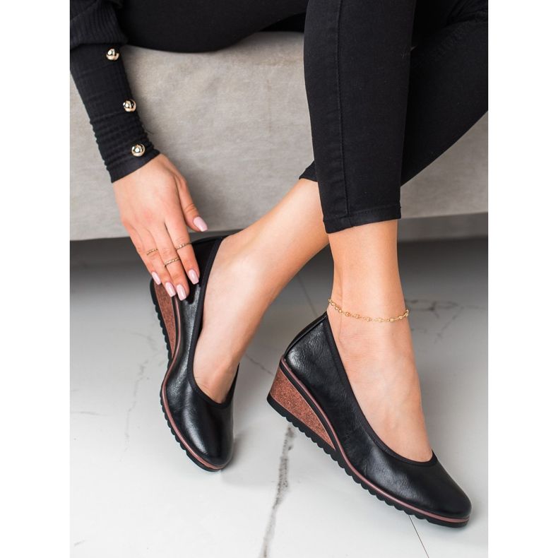 Ballerine nere sulla zeppa VINCEZA nero 1