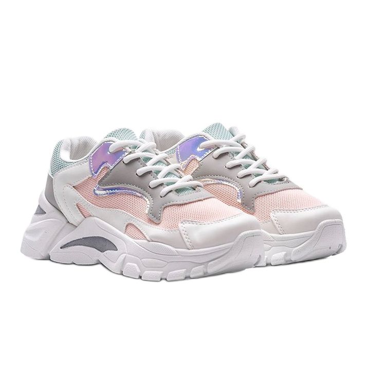 Sneakers Lesly bianche e rosa bianco 1