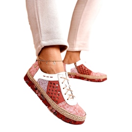 Scarpe da donna in pelle Maciejka Coral 03339-43 beige bianco rosso rosa 2