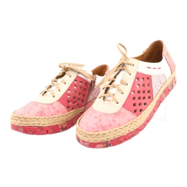 Scarpe da donna in pelle Maciejka Coral 03339-43 beige bianco rosso rosa 5