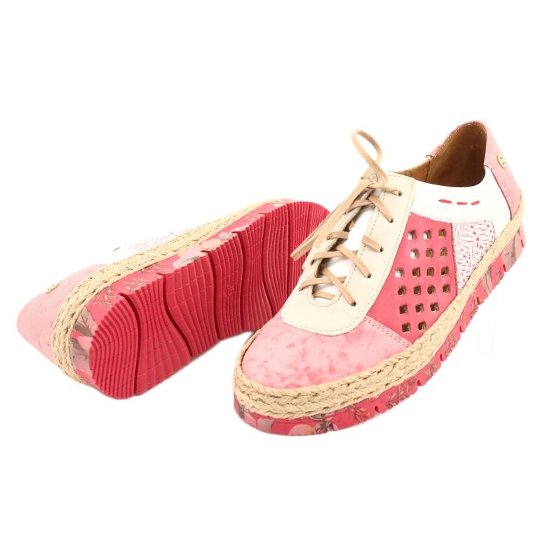 Scarpe da donna in pelle Maciejka Coral 03339-43 beige bianco rosso rosa 6