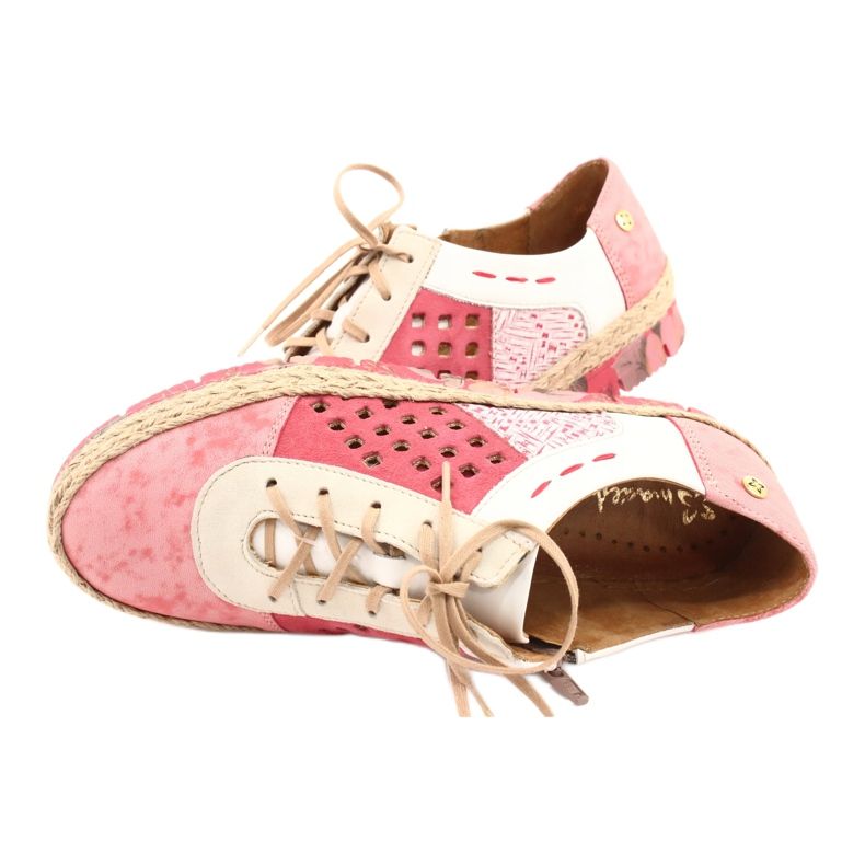 Scarpe da donna in pelle Maciejka Coral 03339-43 beige bianco rosso rosa 7