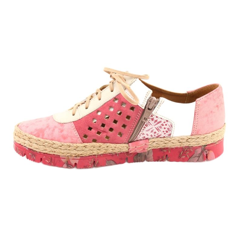 Scarpe da donna in pelle Maciejka Coral 03339-43 beige bianco rosso rosa 4