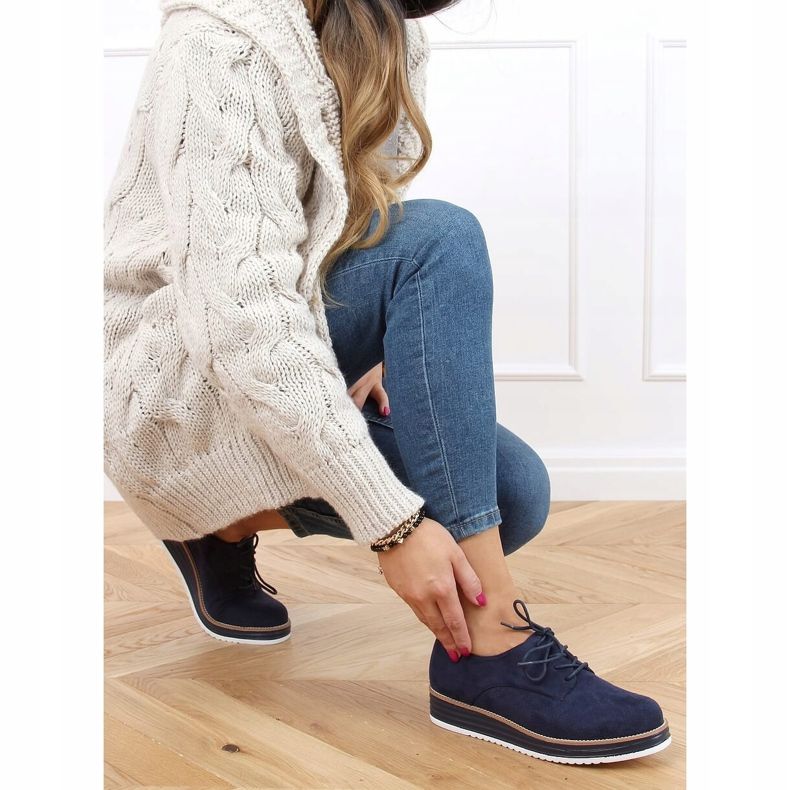 Mocassini stringati da donna blu navy 8988-45 Blue 2