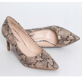 Scarpe con tacco alto da donna pelle di serpente beige CD61P Khaki cachi 1