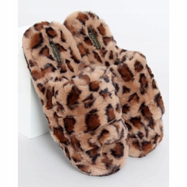 Pantofole da donna marroni X8130 Leopard con elastico marrone 1