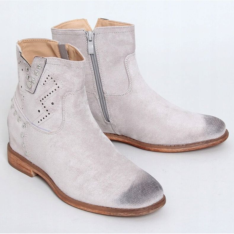 Stivali grigi traforati con tacco nascosto NC1126 Grey grigio 1