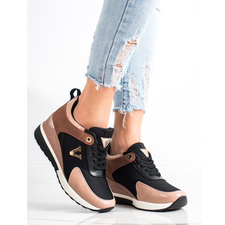 VINCEZA scarpe da ginnastica casual nero rosa multicolore 1