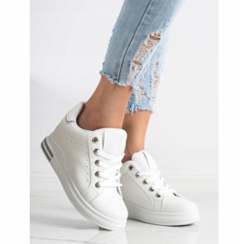 SHELOVET Sneakers bianche con zeppa bianco 2