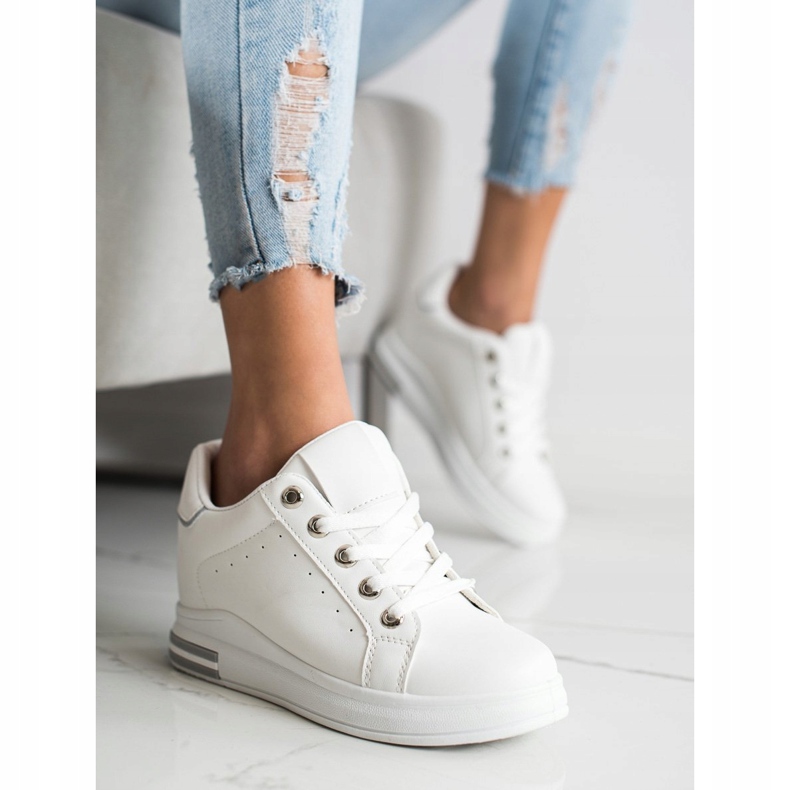 SHELOVET Sneakers bianche con zeppa bianco 1