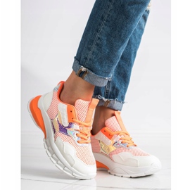 SHELOVET Sneakers alla moda 70303 bianca arancia 1