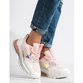 SHELOVET Scarpe da ginnastica alla moda bianco rosa 2