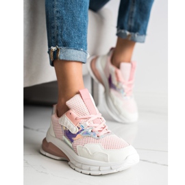 SHELOVET Scarpe da ginnastica alla moda bianca rosa 1